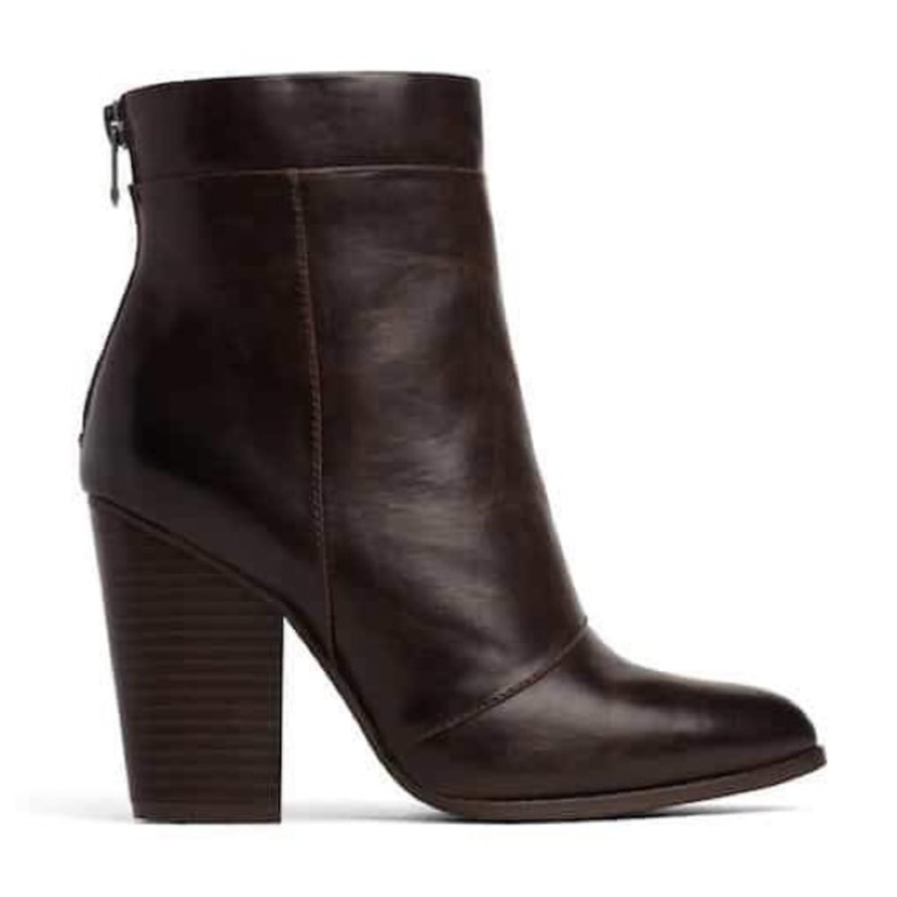 Target Women's Dark Brown Faux Leather Block Heel Ankle Boots Size 8M